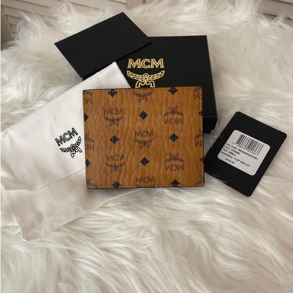 MCM Other - NWT MCM Small Flap Bifold Wallet in Visetos Cognac